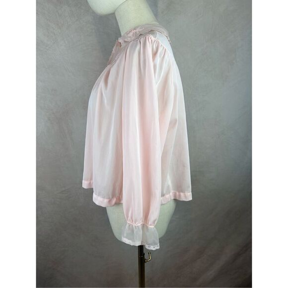 Vintage 1960s Nylon Bed Jacket Lingerie Baby Pink - Picture 5 of 8